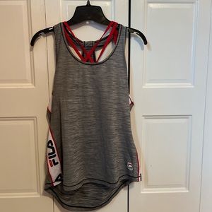 ⭐️fila sport tank top with built in red crisscross bra. Size medium. Racerback.